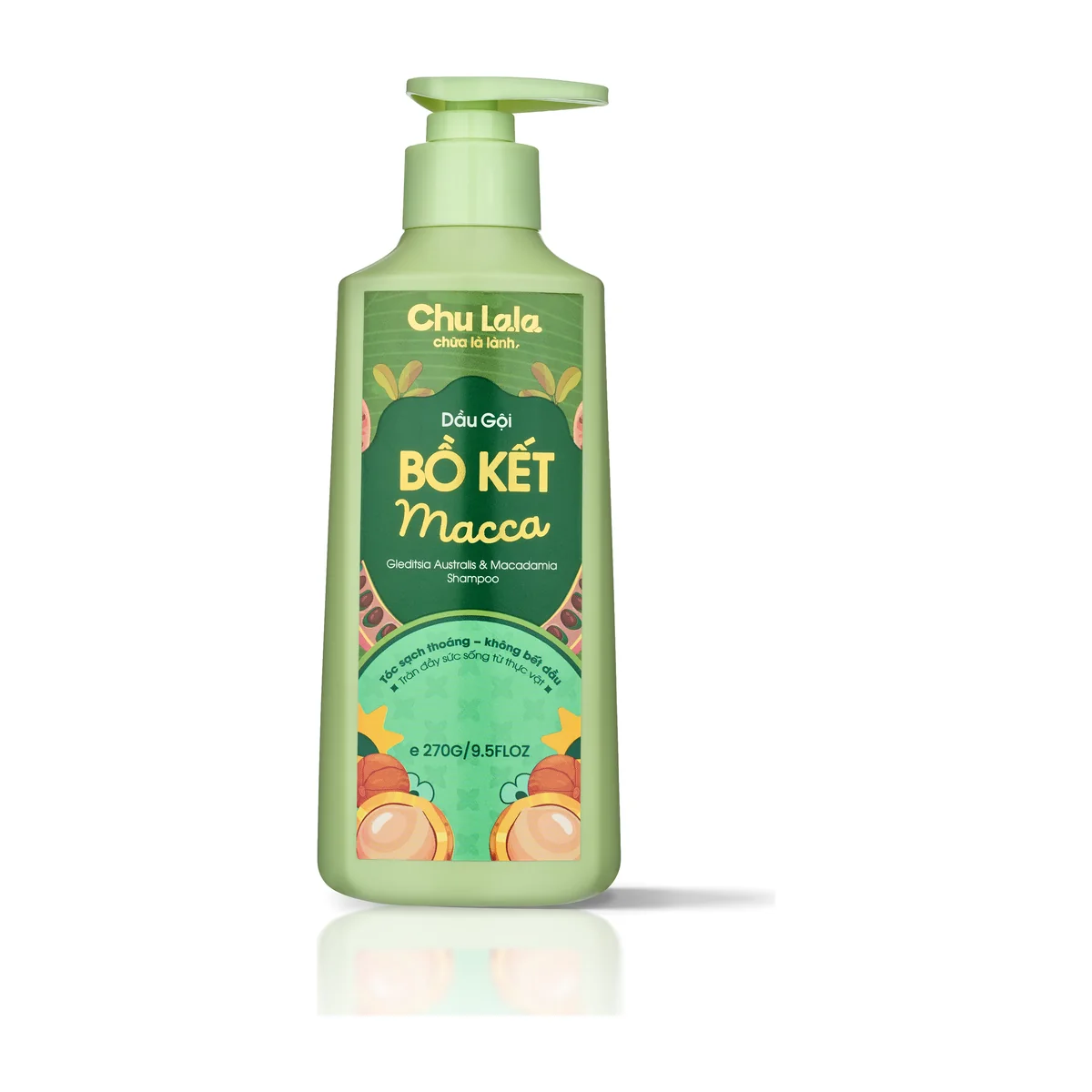 Chai dầu gội Chu Lala Bồ Kết Macca 270g trên nền trắng